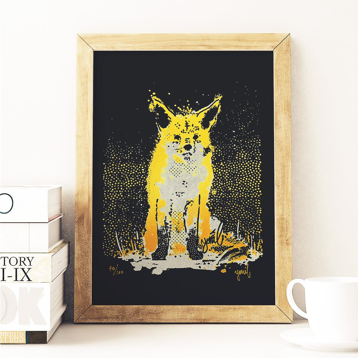 YONIL | פרינט משי במהדורה מוגבלת Golden Fox