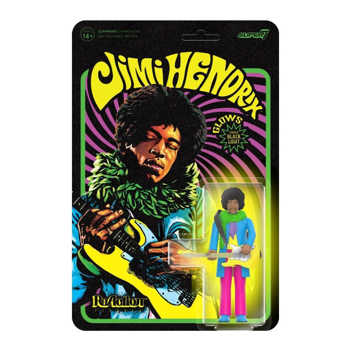 Jimi Hendrix ReAction Figures - Jimi Hendrix Blacklight (Are You Experienced) - Yuka Monsters