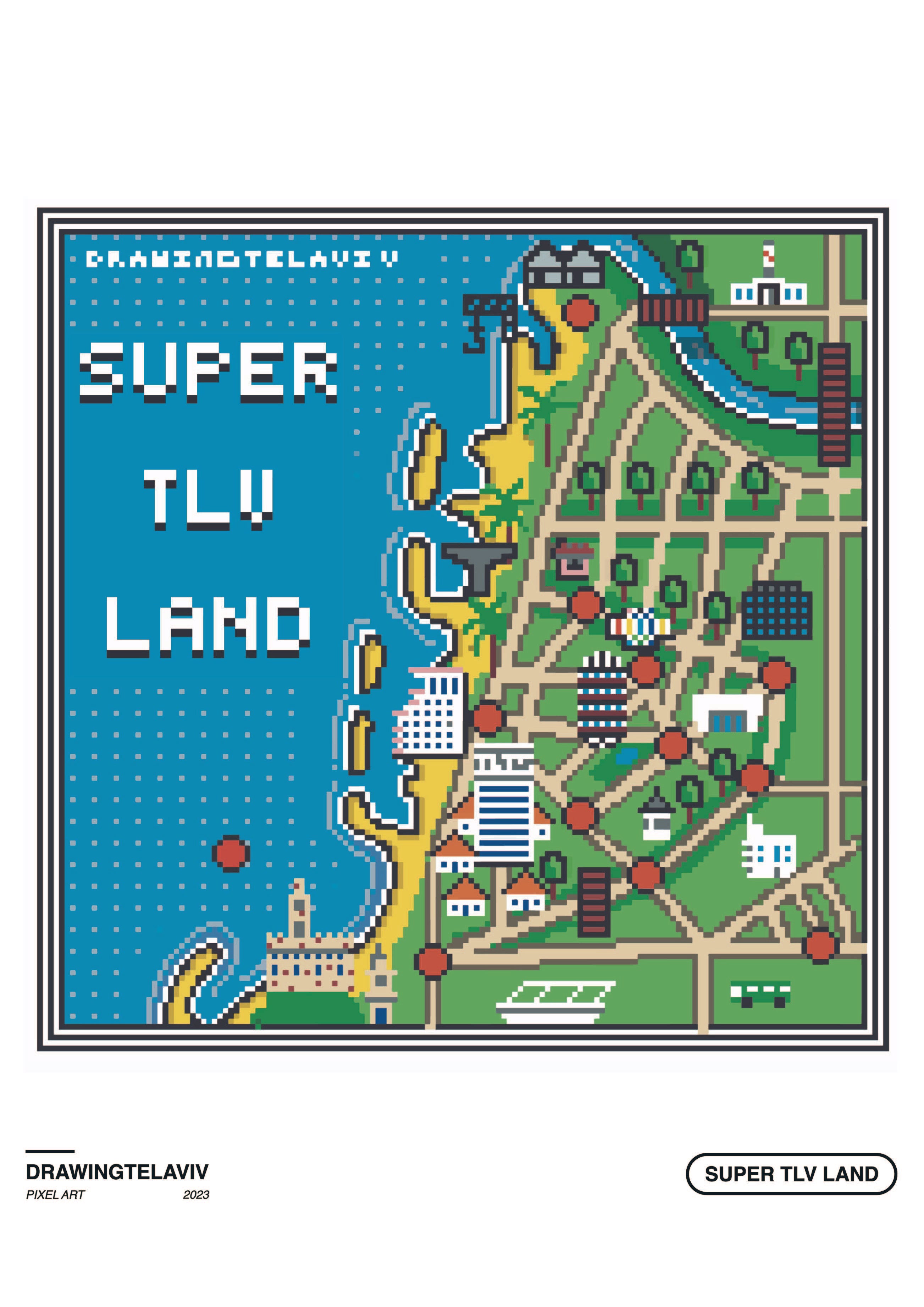 super tlv land פרינט | Drawing Tel Aviv - Yuka Monsters