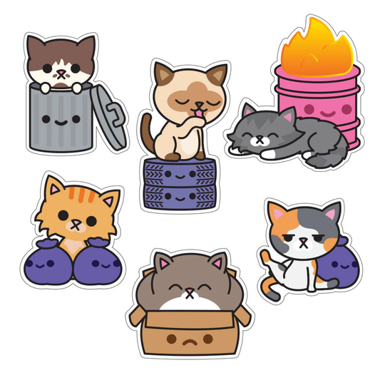 מדבקות | חתלתולי זבל - סדרה #1 - Trash Kitties Sticker Pack - Series 1