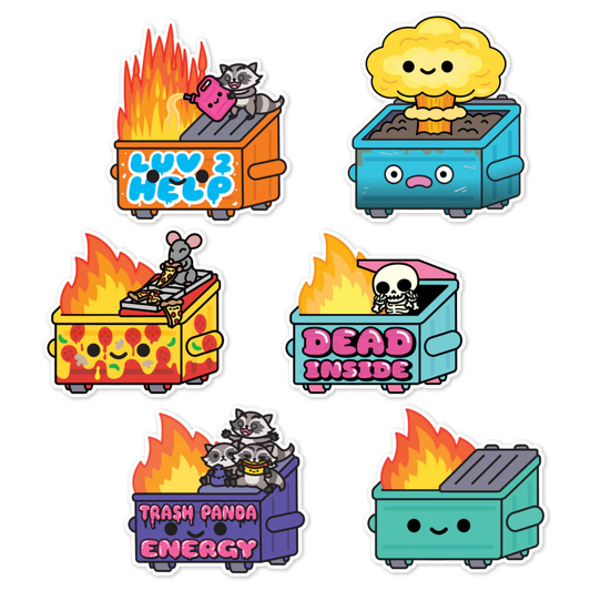 מדבקות | מזבלה בוערת בגודל ג'מבו - Dumpster Fire Jumbo Sticker Pack