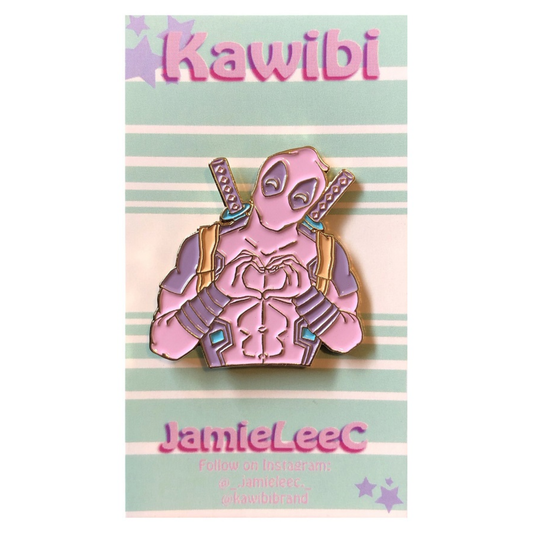 סיכה | דדפול קאוויבי של אהבה בצבע ורוד פסטל - I Heart U Deadpool Kawibi Pastel