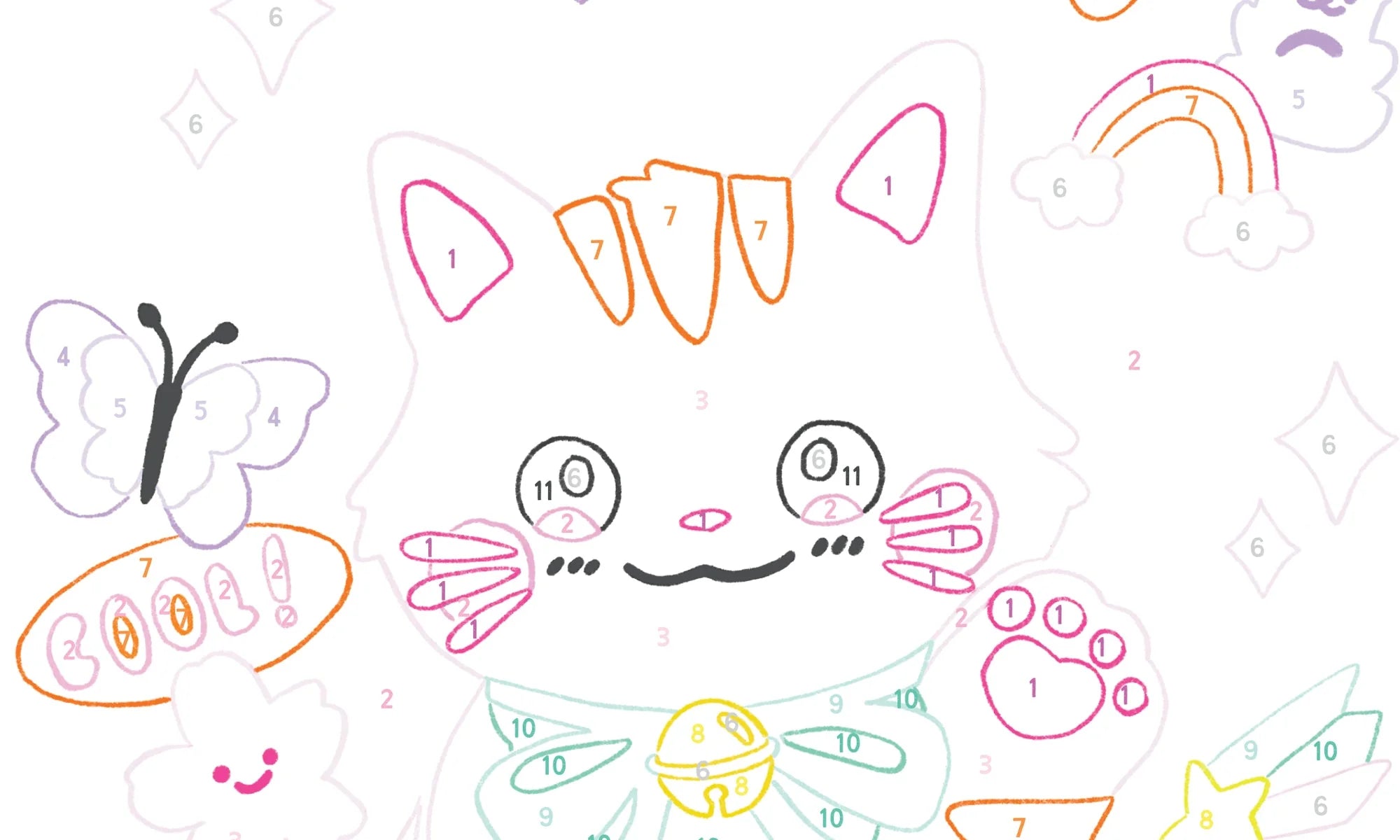קנבס לצביעה | חתול מזל - Yuka Monsters