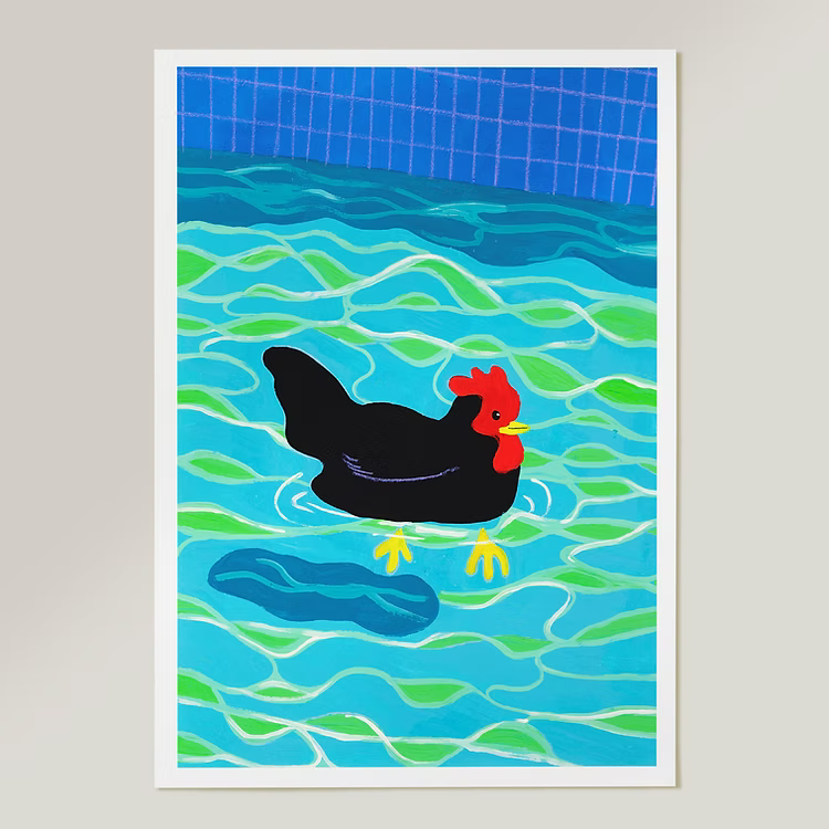 תרנגול בבריכה A4 נועה כץ | פרינט