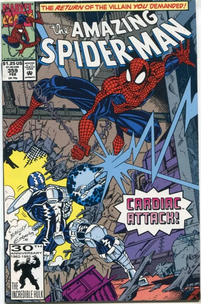 The Amazing Spider-Man #359 (Vol. 1) - CARDIAC ATTACK! | יד שניה - 1992 - Yuka Monsters